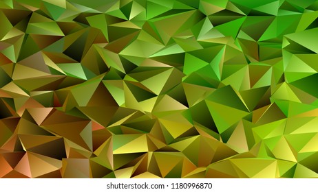Geometrical abstract chaotic triangle pattern background - mosaic vector graphic from colored triangles in green and brown tones