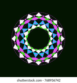 Geometrical abstract circle. on a green background. Idea for the zodiac or astrology