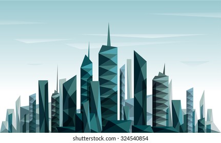 Geometrical abstract city skyline made with triangle