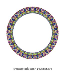 Geometrical abstract colorful tiled mosaic frame - ornamental circular vector element