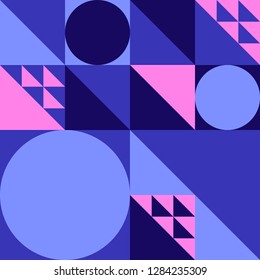 Geometrical abstract flat design minimalistic vector seamless pattern. Banner or web site background artwork illustration. Simple color shapes and figures.