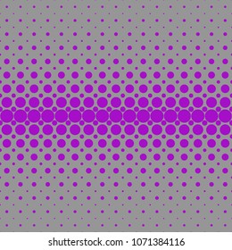 Geometrical abstract halftone dot pattern background - vector illustration from purple circles on grey background