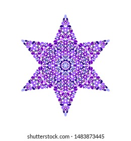 Geometrical abstract isolated floral mosaic ornament star logo template - ornamental pentagonal vector element
