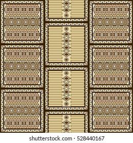 Geometrical abstract pattern from decorative ethnic ornament elements .  African, Mexican, Turkmen texture (background) for packing, textile, interior, web design. Vector illustration. 