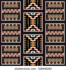 Geometrical abstract pattern from decorative ethnic ornament elements .  African, Mexican, Turkmen texture (background) for packing, textile, interior, web design. Vector illustration. 