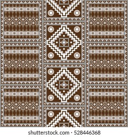 Geometrical abstract pattern from decorative ethnic ornament elements .  African, Mexican, Turkmen texture (background) for packing, textile, interior, web design. Vector illustration. 