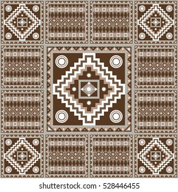 Geometrical abstract pattern from decorative ethnic ornament elements .  African, Mexican, Turkmen texture (background) for packing, textile, interior, web design. Vector illustration. 