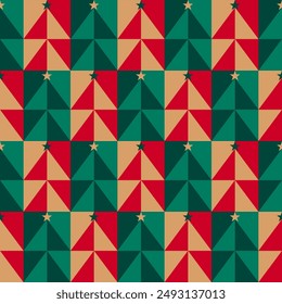 Geometrical abstract pine tree seamless pattern design for christmas holidays celebration.  