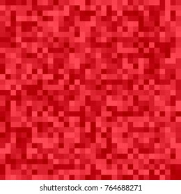 Geometrical abstract pixel square mosaic background - vector design from squares in red tones