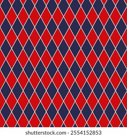 Geometrical abstract seamless pattern design for christmas holidays. Xmas celebration red blue pattern