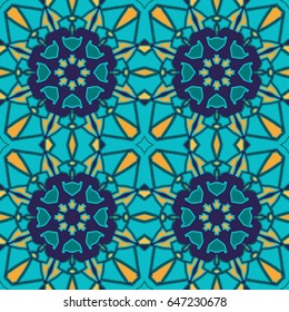 Geometrical abstract seamless pattern.Mosaic from triangles.Concept of design wallpaper website, a print on fabric,ornament of packing gift paper.Flat style. Pattern fills, surface textures, textile.