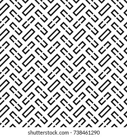 Geometrical abstract. Slanted blocks, square brackets. Diagonal loops pattern. Seamless surface design with tilted shapes. Repeated tiles ornament background. Mosaic motif. Grid wallpaper. Vector art.