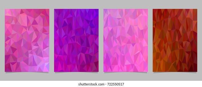 Geometrical abstract tiled triangle mosaic page template set - vector flyer background graphic designs from colored triangles