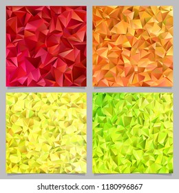 Geometrical abstract tiled triangle pattern background set - vector mosaic designs from colored triangles