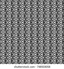 Geometrical abstract tiles mosaic seamless pattern background - vector graphic with abstract shapes in gray, black and white tones.