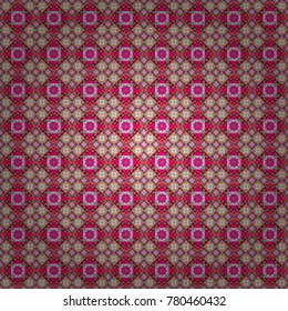 Geometrical abstract tiles mosaic seamless pattern background - vector graphic with abstract shapes in gray, red and pink tones.