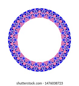 Geometrical abstract triangle mosaic frame - round polygonal circular vector design element from colored triangles