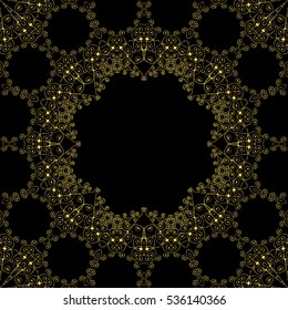 Geometrical abstract vector art deco pattern from gold hand drawn elements. Textile fantasy print. Wrapping paper. Vector.