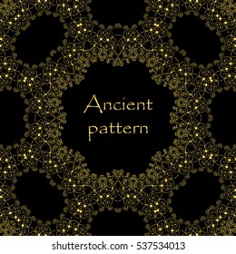 Geometrical abstract vector art deco pattern from gold hand drawn elements. Textile fantasy print. Wrapping paper. Vector.