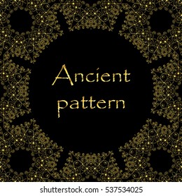 Geometrical abstract vector art deco pattern from gold hand drawn elements. Textile fantasy print. Wrapping paper. Vector.
