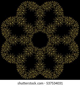 Geometrical abstract vector art deco pattern from gold hand drawn elements. Textile fantasy print. Wrapping paper. Vector.
