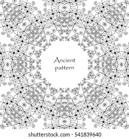 Geometrical abstract vector art deco pattern from gold hand drawn elements. Textile fantasy print. Wrapping paper. Vector.