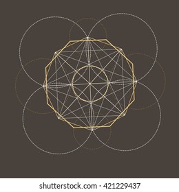 Geometrical abstract vector ornament design. Sacred geometry concept