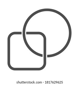 Geometrical abstraction. The intersection of the geometric shapes, circle and square. Simple vector illustration, flat style isolated on white background.