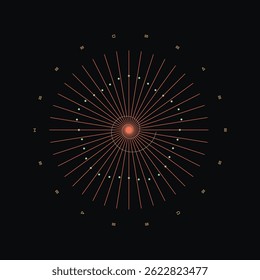 Abstracción geométrica irradiando luz y concepto de sinfonía numérica