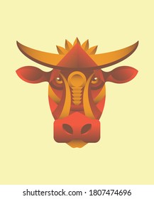 Geometrical Animal cow Illustration poster