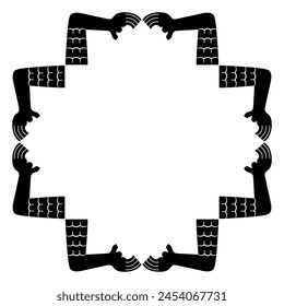 Geometrical animal frame with stylized eagle claws. Bird of pray legs with talons. Ethnic indigenous motif of Maya Indians. Black and white silhouette.