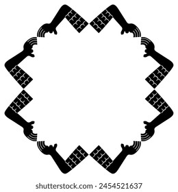 Geometrical animal frame with stylized eagle claws. Bird of pray legs with talons. Ethnic indigenous motif of Maya Indians. Black and white silhouette.