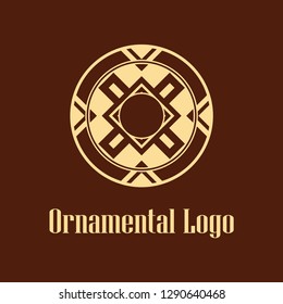 Geometrical art. Circle ornamental logo icon. Deco vector design.