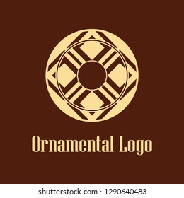 Geometrical art. Circle ornamental logo icon. Deco vector design.