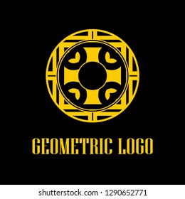 Geometrical art. Circle ornamental logo icon. Deco vector design.