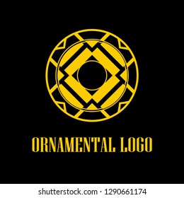 Geometrical art. Circle ornamental logo icon. Deco vector design.