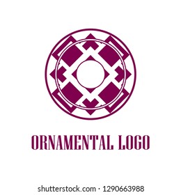 Geometrical art. Circle ornamental logo icon. Deco vector design.
