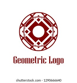 Geometrical art. Circle ornamental logo icon. Deco vector design.