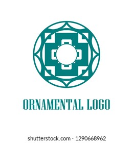 Geometrical art. Circle ornamental logo icon. Deco vector design.