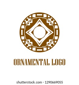 Geometrical art. Circle ornamental logo icon. Deco vector design.
