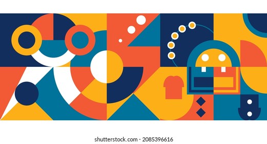 Geometrische Kunstwerke mit einfacher Form und Figur. Perfekt für Web-Banner, Geschäftspräsentation, Branding-Paket, Stoffdruck, Bildschirmhintergrund