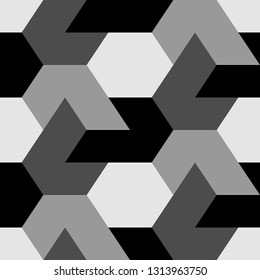 Geometrical backdrop. Hexagons, figures ornament. Shapes wallpaper. Geometric background. Polygonal motif. Digital paper, textile print, abstract. Seamless pattern. Vector.