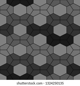 Geometrical backdrop. Hexagons, pentagons background. Polygons ornament. Geometric wallpaper. Mosaics motif. Digital paper, textile print, web design, abstract. Seamless pattern. Vector