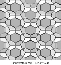 Geometrical backdrop. Hexagons, pentagons background.Mosaics motif. Polygons ornament. Geometric wallpaper. Digital paper, textile print, web design, abstract. Seamless pattern. Vector.