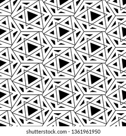 Geometrical backdrop. Hexagons, triangles ornament. Seamless pattern. Polygons background.Figures motif. Hexagonal, triangular shapes wallpaper. Digital paper, web designing, textile print.