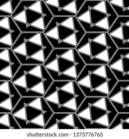 Geometrical backdrop. Hexagons, triangles ornament. Polygons background. Hexagonal, triangular shapes wallpaper. Figures motif. Digital paper, web designing, textile print. Seamles pattern.