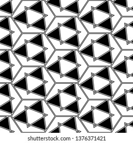 Geometrical backdrop. Hexagons, triangles ornament. Polygons background. Hexagonal, triangular shapes wallpaper. Figures motif. Digital paper, web designing, textile print. Seamles pattern