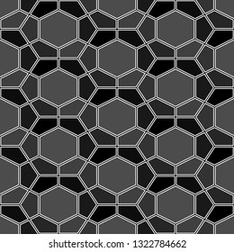 Geometrical backdrop. Mosaics motif. Hexagons, pentagons background.Polygons ornament. Geometric wallpaper. Digital paper, textile print, web design, abstract. Seamless pattern. Vector