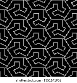 Geometrical backdrop. Polygons background.Hexagons, figures ornament. Simple shapes wallpaper. Mosaics motif. Digital paper, web designing, textile print. Seamles pattern. Vector.