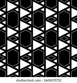 Geometrical backdrop. Polygons motif. Geometric background. Triangles, rhombuses, hexagons ornament.Triangular, quadrangular, hexagonal shapes wallpaper. Digital paper, abstract. Seamless pattern.